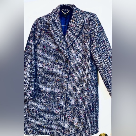 J. Crew Jackets & Blazers - J.Crew Speckled Navy Tweed Coat | Wool Blend Overcoat | Size 8 H2018